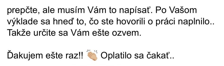 Recenzia od klienta - všetko sa naplnilo ako bolo predpovedané
